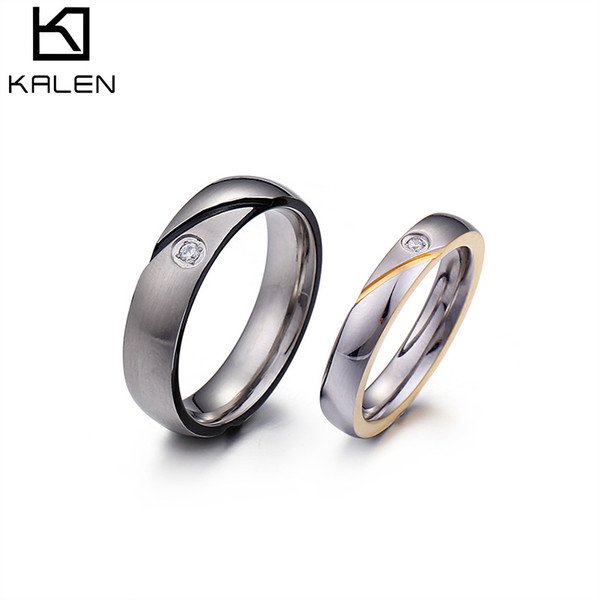 KALEN Couple Ring For Women / Men Wholesale SGS Stainless Steel Double Rings Titanium Stainless Steel Jewelry