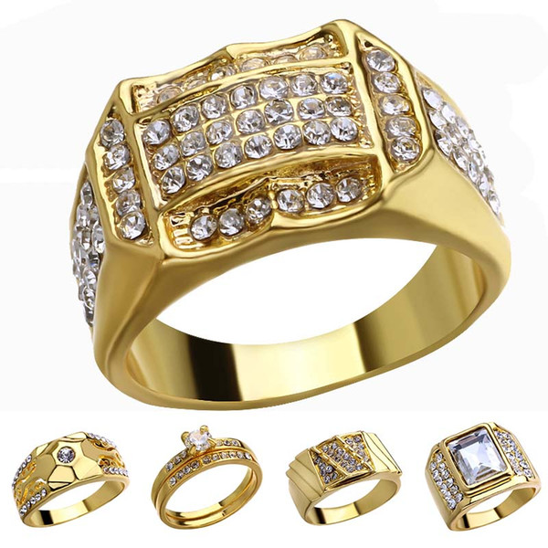 18K Gold Diamond Ring Crystal Rings Gold Motorbike Rings Women Men Designer Rings Fashion Jewelry Will and Sandy Drop Ship 080425