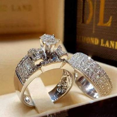 Fashion Diamond Combination Ring Crystal Wedding Ring Sets Engagement Ring Designer Rings for Women Knuckle Fashion Jewelry Gift 080441