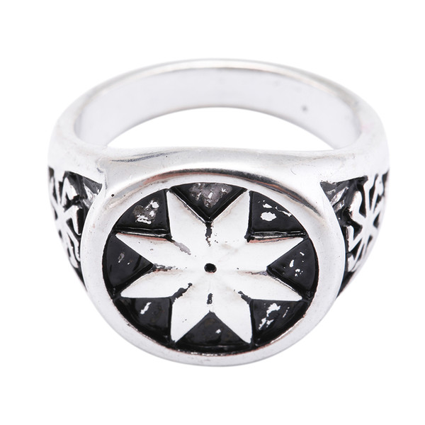 Lemegeton Wholesale Viking Style Antique Silver Color Kolovrat Sun Symbol Slavic Slavic ALATYR Star Ring for Men Free Shipping