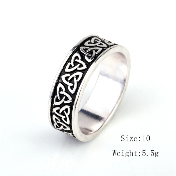 Lemegeton Wholesale Hotsale Viking Celtic Knotwork Trinity Triquetra Ring Irish Knot Full Finger Rings for Men Norse Ethnic Vintage Jewelry