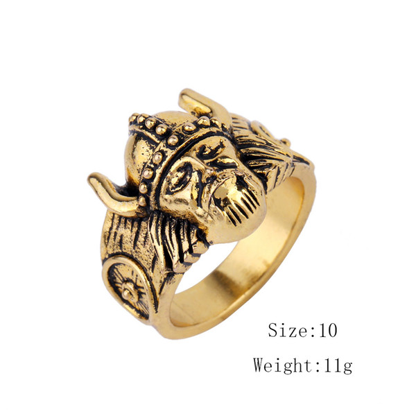 Lemegeton Wholesale Hotsale Cosplay North Viking Warrior Armor Ring for Honnor Odin Symbol Valknut Jewelry for Men punk rock style