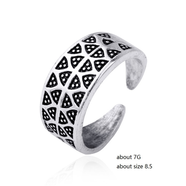 Lemegeton Wholesale Wave Dot Geometry Pattern Antique Silver Color Gothic Punk Rock Style Vintage Open Ring for Men Fashion Jewelry