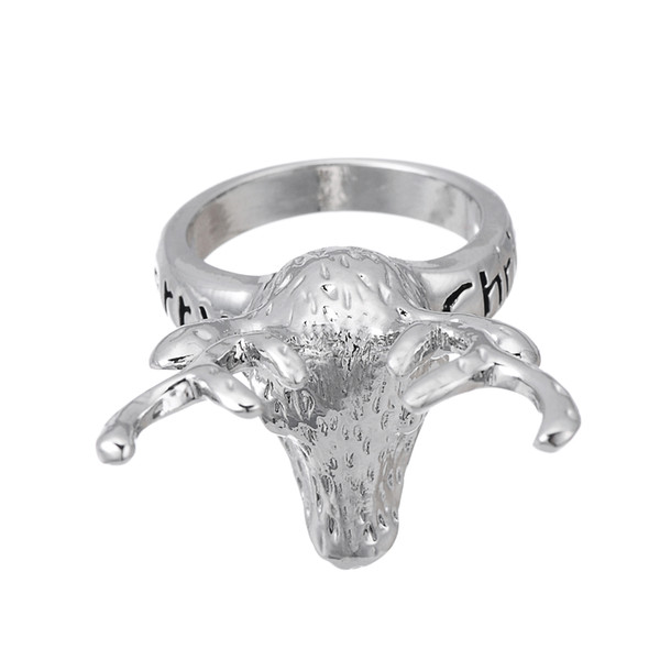 lemegeton Viking Bear and Deer Head Full Finger Ring for Men Antique Silver Punk Rock Jewelry