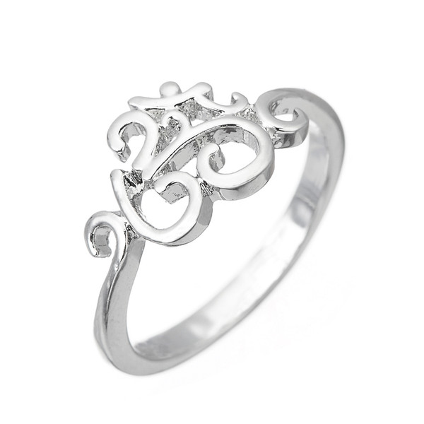 lemegeton Fishhook Wholesale Silver Plated India Hinduism Symbol Aum OM Ohm Ring Yoga Women Ring Jewelry