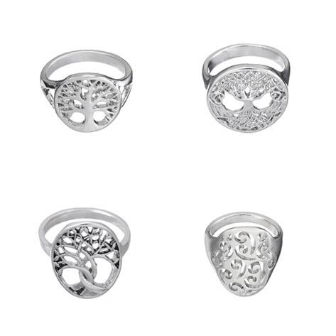 lemegeton New Arrival Midi Rings The Tree of Life Girls Channel Setting Silver Plated Wedding Ring Sterling Religious Jewelry for Woman