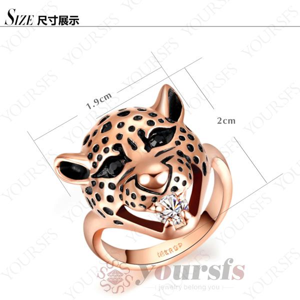 Yoursfs Rings Gold-Tone Leopard Head Fashion austrian crystal 18 K Rose Gold Plated Use Austria Elements Crystal Charm Party Rings for Men