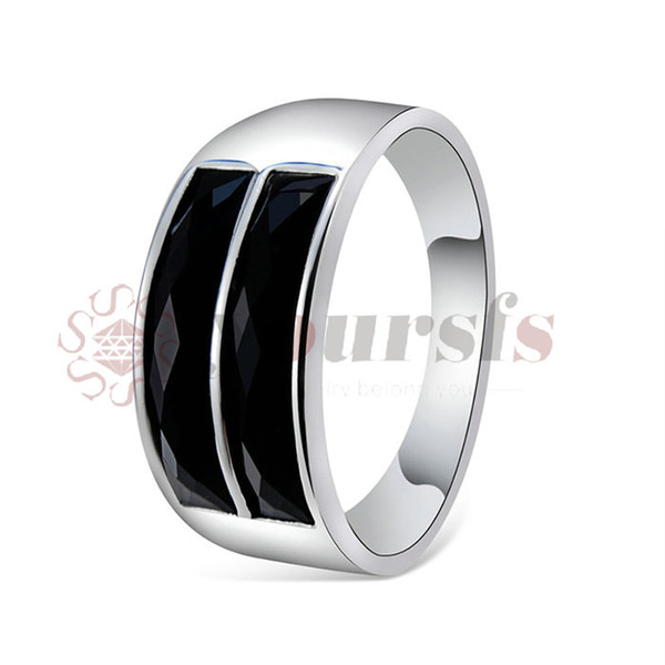 Yoursfs Wedding Band Collection Ring Men New Fashion Jewelry Double Black Agate Rings Top Quality Boyfriend Valentines Gifts