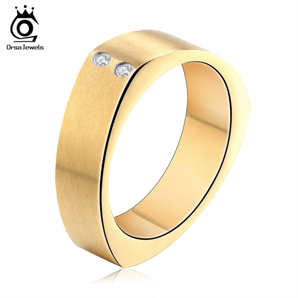 Gold Silver Black 3 Color Choices Men Women Wedding Band Fashion Stainless Steel Zircon Ring Wholesale GTR26