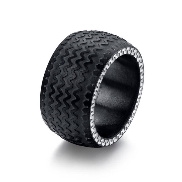 ORSA 2017 Summer New Fashion Unique Tire Design Men's Ring Black Titanium Steel Ring Free Shipping OTR43