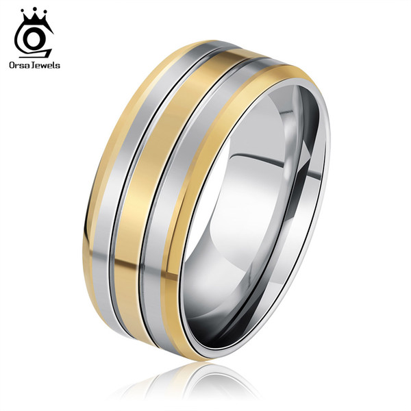 Never Fade 18k Gold Plated 316L Stainless Steel Ring Men Women Titanium Steel Engagement Wedding Ring GTR01