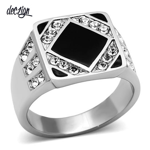 Deczign 2019 New Latest Men Jewelry High Polish Male ring Stainless steel Black Color Epoxy Polished Fashion Trend TK710