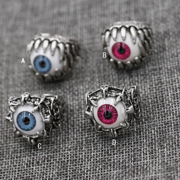 Men's Vintage Dragon Claw Evil Eye Skull Ring imitating Stainless Steel Biker Ring Devil Eyeball Halloween Party Props Men Jewelry