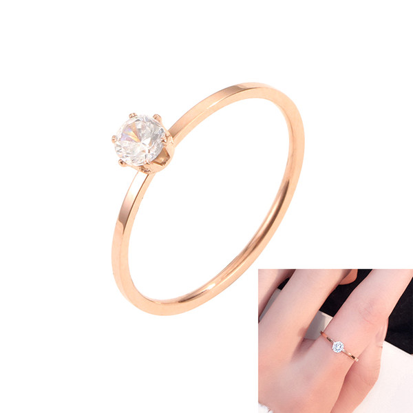 1mm Rose Gold Stainless Steel Ring Men And Women Models Gold High Quality Gemstone High Polished Wedding Ring Anniversary Gift