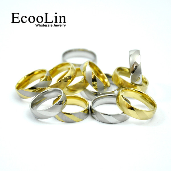 EcooLin Jewelry New Design 3 Colors Spiral Texture Gold Stainless Steel Rings For Women Men Jewelry Wholesale Bulks Lots Never Fade LB4018