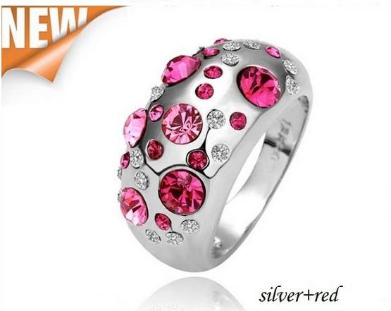 New Free Shipping Wholesale Price 18K Gold Plated Cz Crystal Ring,Made with Swaovski Elements,Fashion Jewelry