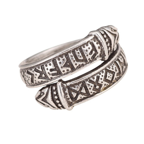 BC0011 Viking jewelry letter snake jewelry letter snake ring fashion Ancient silver ring Nordic Rune Men's Hand Ring wholesale