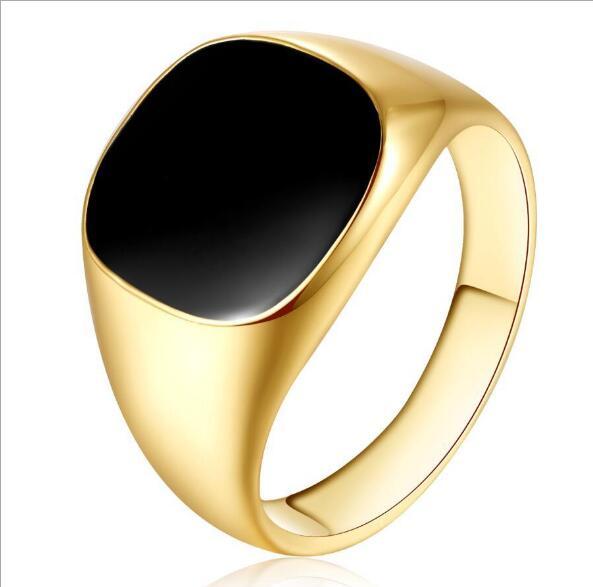 Free shipping Men's Ring hot selling classic men finger ring 18k gold plated fashion jewelry black Enamel ring