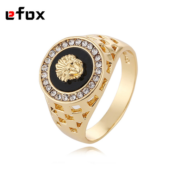 Wholesale- Best Selling High Quality Cubic Zirconia Hip Hop  Man Ring Gold Color 18 KRGP