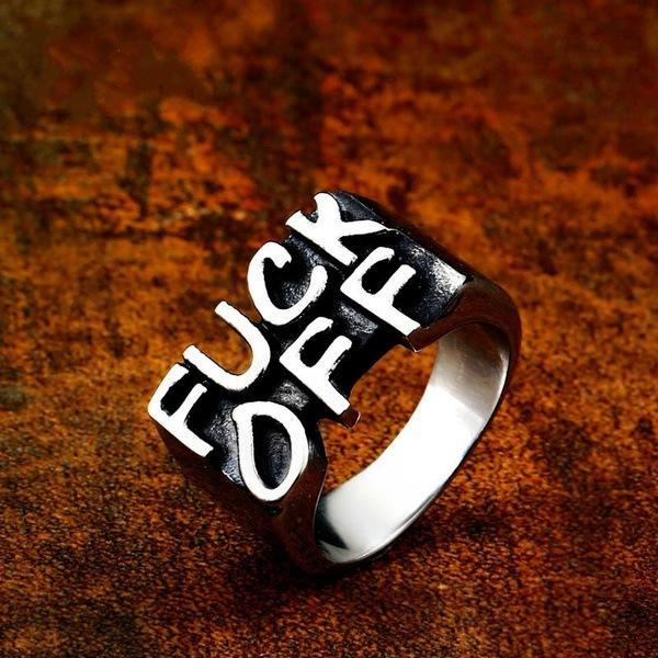 Fuck Off Ring Retro Letter Fuck Off Ring Motorcycle Rings Band Rings Fashion Jewelry Will and Sandy Drop Ship