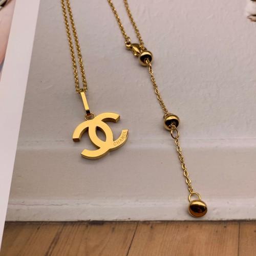 Top quality Wholesale Brand Jewelry Lover's Pendant Necklace Men Women long letter Charm Necklace Fashion Stainless Steel Necklace 2019