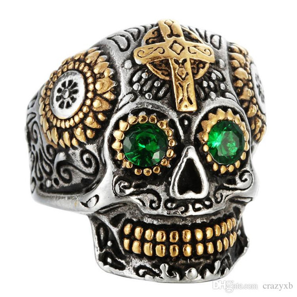 Men's Biker Stainless Steel Ring Stainless Steel Ring Skull For Man Unique Gothic Punk Retro Sport Biker Skeleton Male Finger Rings