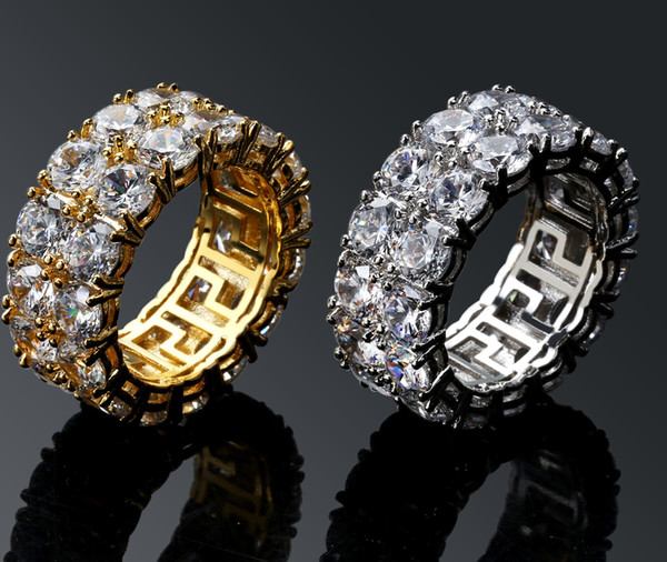 Hip-hop Men's rings Double Rows of Tiny Rings With Large Zircon Rings Hot New European and American Style