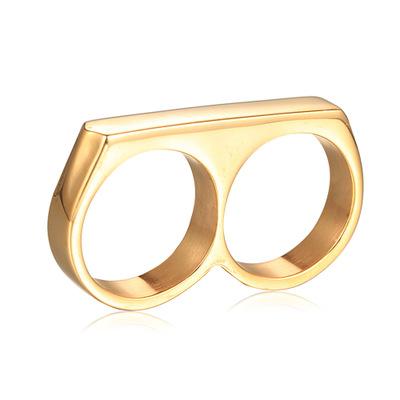 Punk Style Double Rings design For Mens Jewelry High Quality Steel Rings for Mens Double Finger Rings for Sale dropshipping