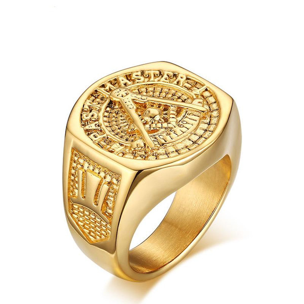 2016 New Fashion 18K GP Yellow Gold Titanium Steel Men's Ring. Size:9-12.Free shipping.Provide tracking number