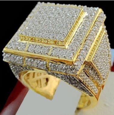 24k gold hiphip full diamond rings for mens top quality fashaion hip hop accessories punk crytal gems ring 183