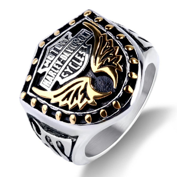 European and American retro ring, the overbearing Eagle wing Harley ring K6026