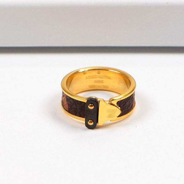 Fashion Brand Design Rings Titanium Steel Ring Luxury 18K Gold Rose Silver Clip Leather Ring for Men and Women Lovers Gift