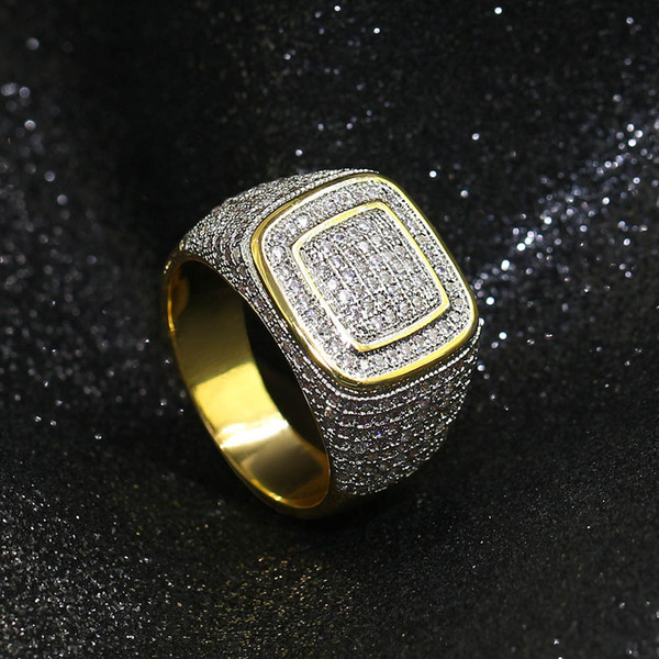 Gold-plated Micro-zircon Ring Hip-hop Men's Ring Hot Selling In Europe and America