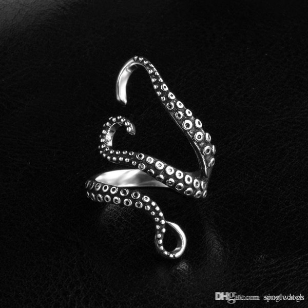 2017 New Men's Jewelry Zinc Alloy Punk Style Squid Octopus Retro Ring Animal Opened Adjustable Finger Ring for Man