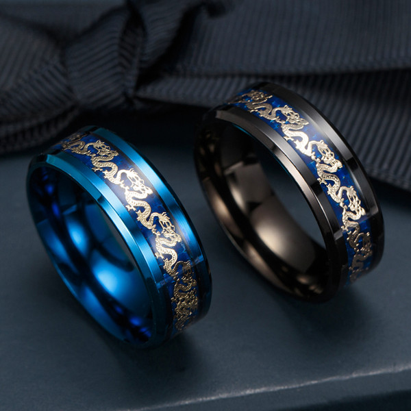 Hot Sale Mens Rings Titanium Steel Dragon Jewelry 316L Stainless Steel Ring Men 2 Styles 8 Sizes Stainless Steel Rings