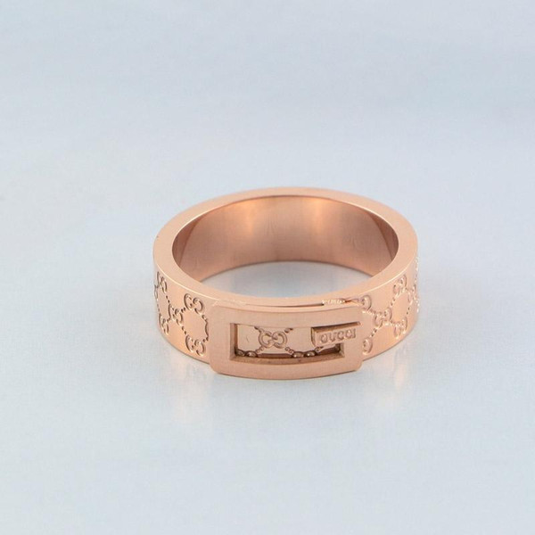 Fashion Design Couple Rings Famous Brand Stainless Steel Sliver Ring Luxury Women Men Wedding Rings Rose Gold Plated Jewelry