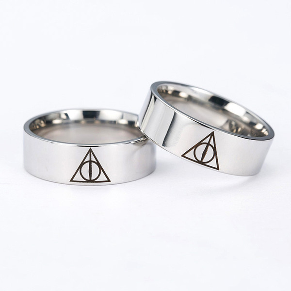 Deathly Hallows Triangle Ring Movie Harry P Charm Silver Ring Magic Hogwarts School Charm Rotated riangle Ring for Fans