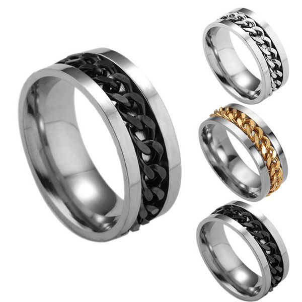 Fashion Rings Stainless Steel Link Chain Finger Ring Jewelry Size 5-12 For Women & Men Gift Party Dating Rings