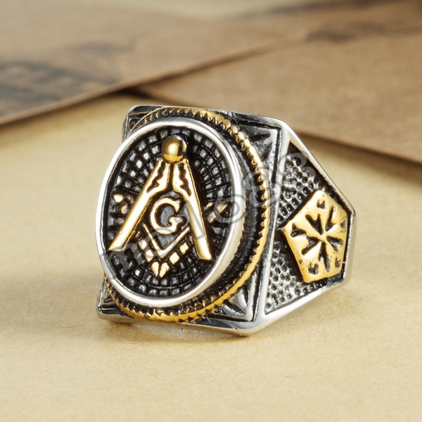 Unique design 316L stainless steel gold free mason masonic master ring freemason signet rings jewelry for men