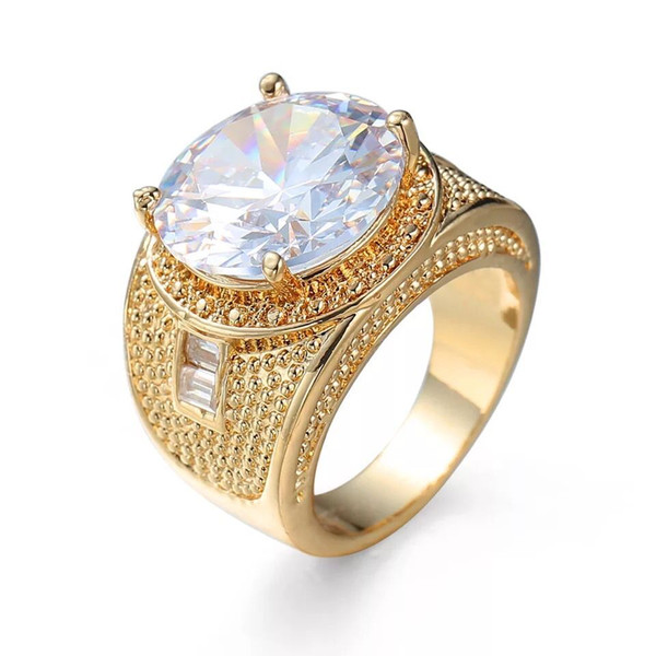 MGFam (243R) Big White Zircon Rings Jewelry For Women Fashion 18k Gold Plated Cubic Zircon