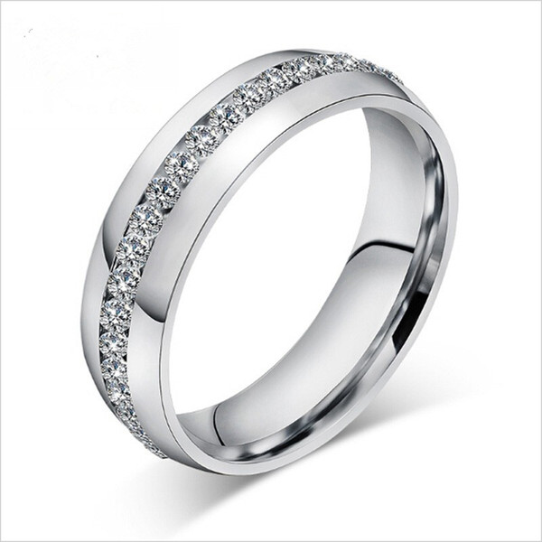 5mm Oblique Zircon Carving 316L Stainless Steel finger Engagement Wedding rings for women and men