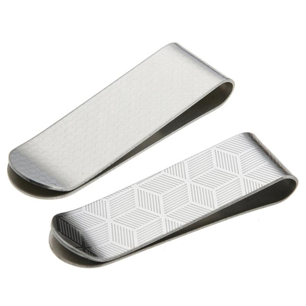 Stainless Steel Design Card ID Case Money Paper Clip Metal Case Men Stripe Print Clamp Clips Card Holder Brass Office Supplies