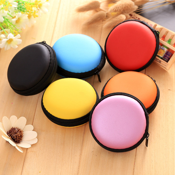 New Mini Earphone Bag Headphone Box Portable Carrying Zipper Bag Pouch Pocket Case Round Storage Headset Box Colorful Coin Purse D0195