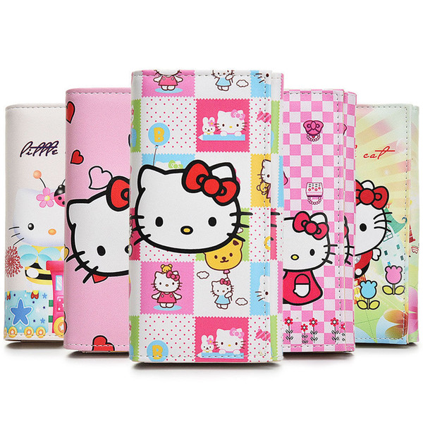 New Hello kitty Wallet & Clutch Bag Girl Student Leisure PU Long Wallet Cartoon Lady's Coin Purse Birthday Present Card Holder