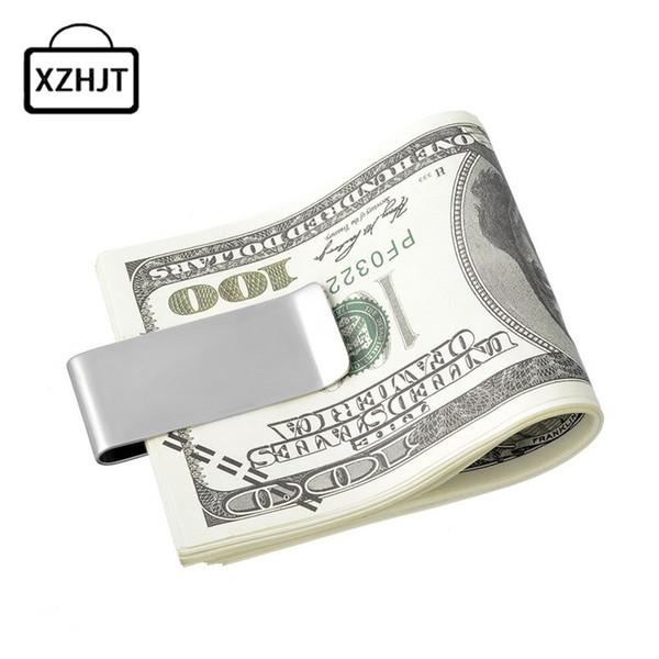 whole saleFashion Metallic Money Clip Wallet Men High Quality Simple Gold Silver Dollar Cash Clamp Holder Wallet For Man Gift