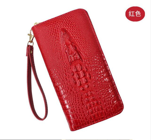 European and American new crocodile pattern ladies zipper multi-function large-capacity wallet A3