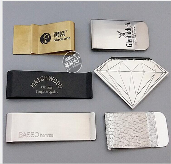 Stainless Steel Circle Shape Hinge Slim Money Clip Card Receipt Holder for Men and Women customize AOP--005