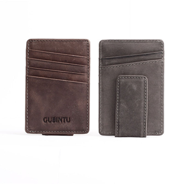 Leather Slim Mens  wallet Money Clip Color with hasp design Burnished Edges Brand New Men Bifold Wallets FWH112