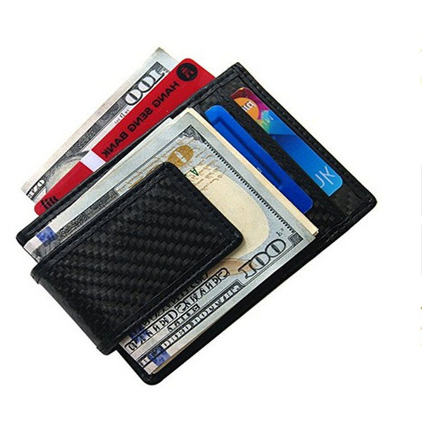 Multifunctional carbon fiber U.S. clip wallet leather anti degaussing wallet European and American ultra-thin card manufacturers wholesale