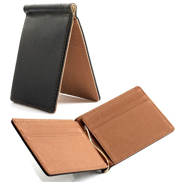 Faux Leather Slim Mens  Wallet Money Clip Contract Color Simple Design Burnished Edges Brand New Men Bifold Wallets